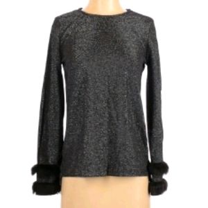 NEW Oliver Boutique Black Shirt w Faux Fur S